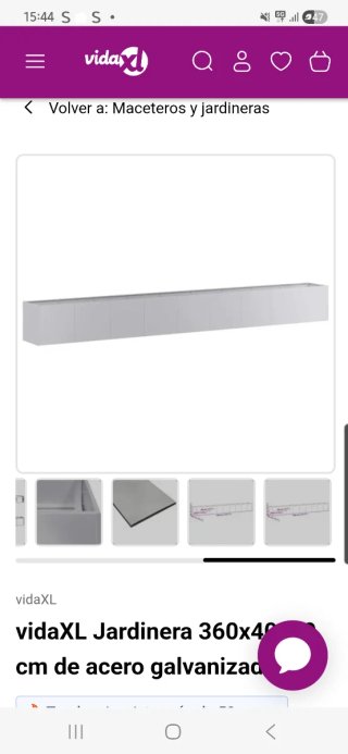 Jardinera Rectangular Acero Galvanizado