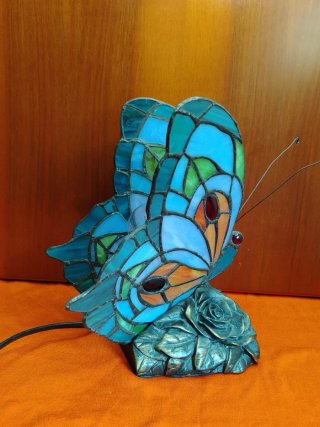 Lampada Tiffany Farfalla Vetro e Metallo