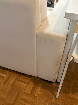Sofá 3 plazas tela beige/blanco