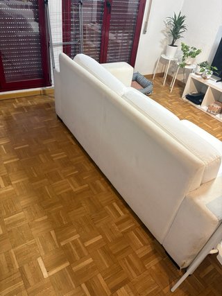 Sofá 3 plazas tela beige/blanco