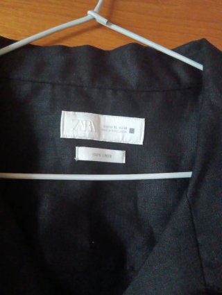 Camisa Zara Lino XL Negra