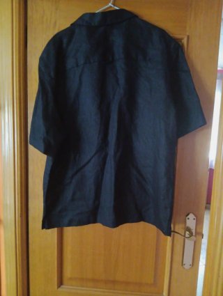Camisa Zara Lino XL Negra