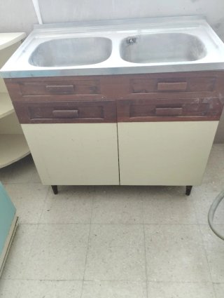 Fregadero doble aluminio con mueble
