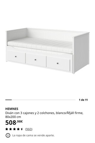 Cama nido Ikea Hemnes blanca con dos colchones