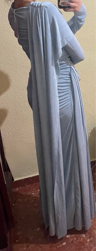 Vestido drapeado azul claro