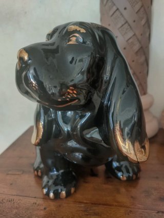 Scultura ceramica Basset Hound h 17 Mid Century