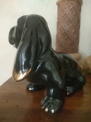 Scultura ceramica Basset Hound h 17 Mid Century