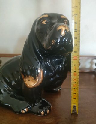 Scultura ceramica Basset Hound h 17 Mid Century