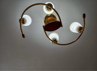 Lampada da soffitto vintage dorata a 4 luci