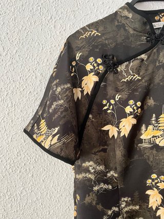 Vestido Chinoise Zara Negro y Dorado