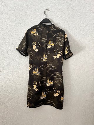 Vestido Chinoise Zara Negro y Dorado