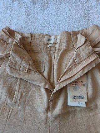 Pantalón Lino Mujer Talle Alto Beige Nuevo