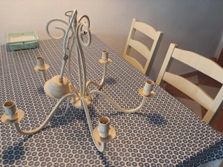 Lámpara de forja beige estilo rústico