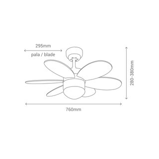 Ventilador de techo infantil multicolor con luz