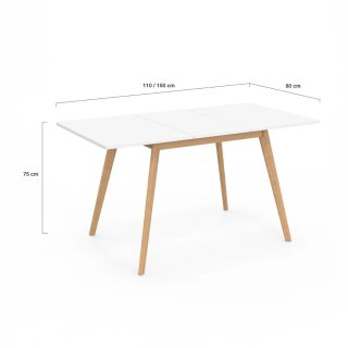 Mesa comedor extensible blanca y madera