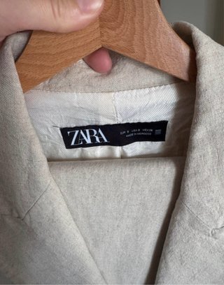 Blazer Lino Zara Talla S Beige Nuevo Sin Etiqueta