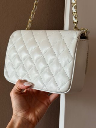 Bolso Blanco Piel Made in Italy Cadena Dorada
