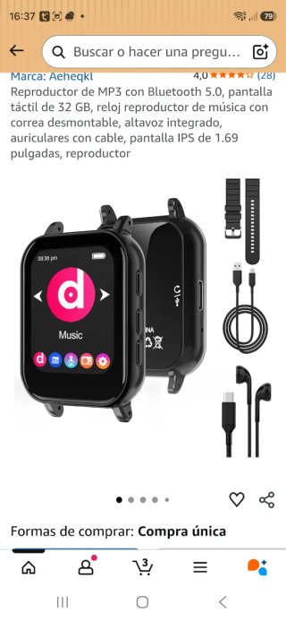 Reproductor MP3 Bluetooth 5.0 Negro