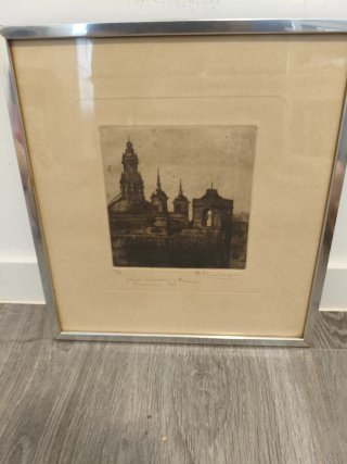 Cuadro antiguo con marco plateado