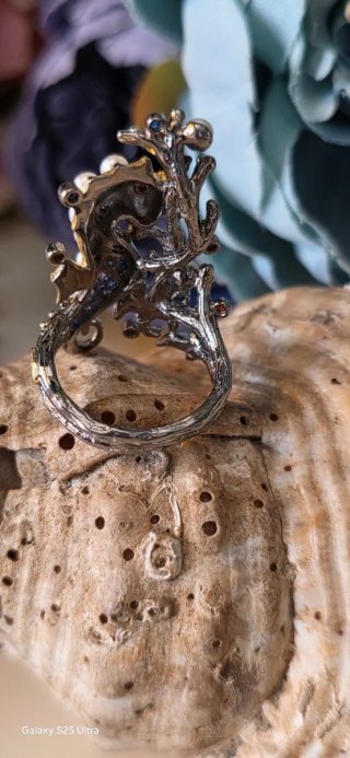 Anillo caballito de mar joya de autor  talla fija