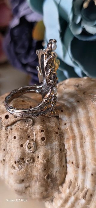 Anillo caballito de mar joya de autor  talla fija