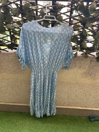 Vestido azul con borlas talla única