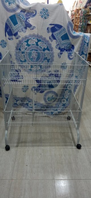Carro Tienda Metálico Blanco con Ruedas