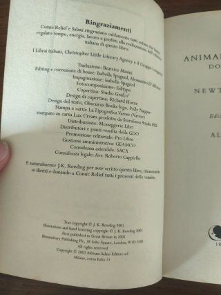 Libro Animali Fantastici: Dove Trovarli