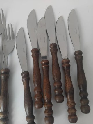 Set di posate in legno e acciaio 6 persone