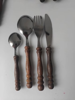Set di posate in legno e acciaio 6 persone