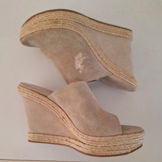Zuecos cuña piel US Polo Assn beige