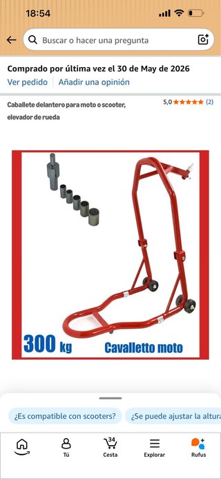 Caballete moto delantero/trasero 300 kg
