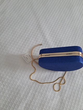 Bolso de fiesta azul y dorado