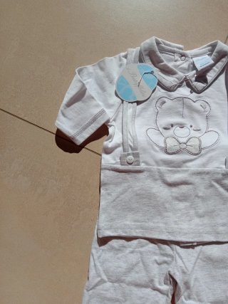 Completo 2 pezzi cotone 6/9 mesi in cotone clinico