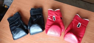 Saco de boxeo y guantes