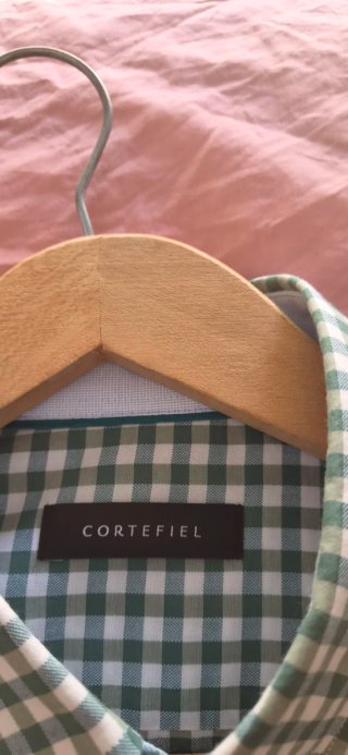 Camisa Cortefiel cuadros verde y blanco