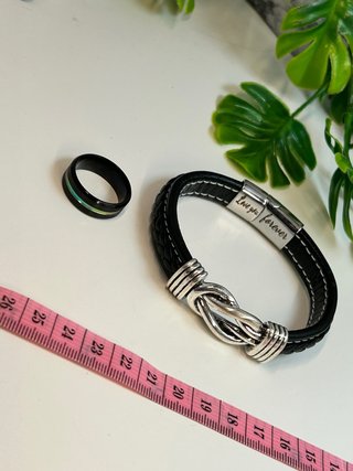 Pulsera cuero y anillo titanio
