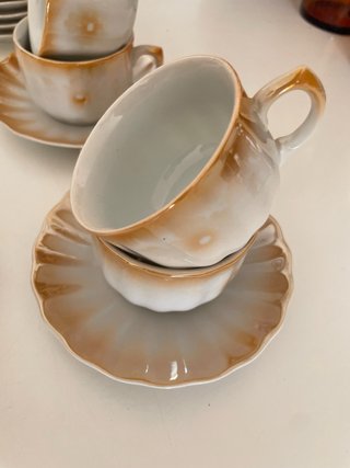 Juego tazas porcelana antiguo
