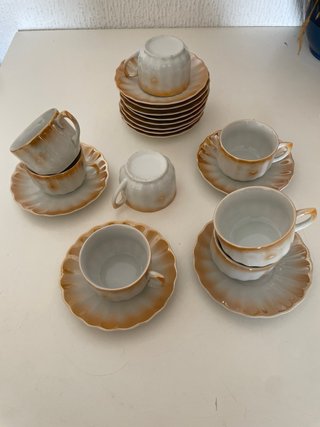 Juego tazas porcelana antiguo