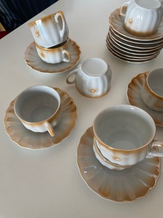Juego tazas porcelana antiguo