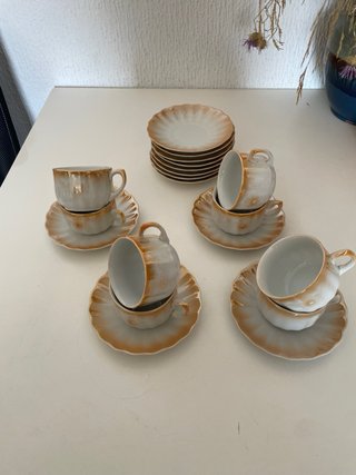 Juego tazas porcelana antiguo