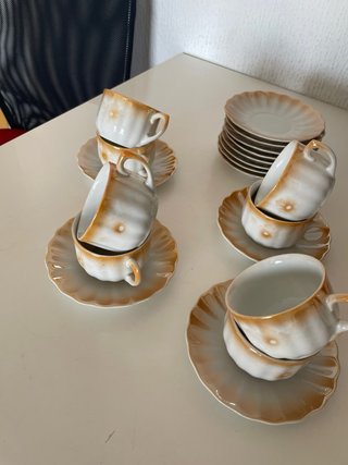 Juego tazas porcelana antiguo