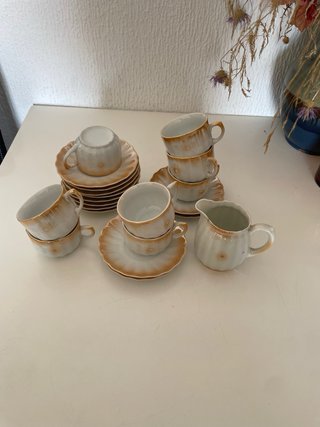 Juego tazas porcelana antiguo