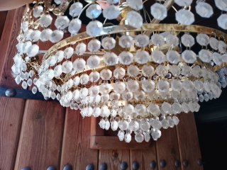 2 Lampade da Soffitto Vintage Dorate con Cristalli