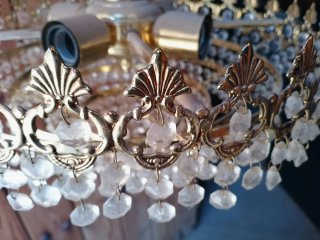 2 Lampade da Soffitto Vintage Dorate con Cristalli