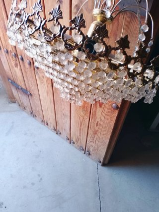 2 Lampade da Soffitto Vintage Dorate con Cristalli