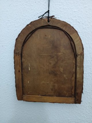 Espejo antiguo mimbre y madera