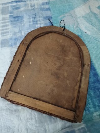 Espejo antiguo mimbre y madera