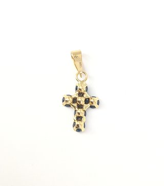 Cruz de oro de 18k con piedras, 0.89 g.