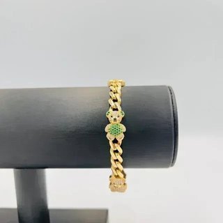 Pulsera Cubana 4 Osos 7mm 18k